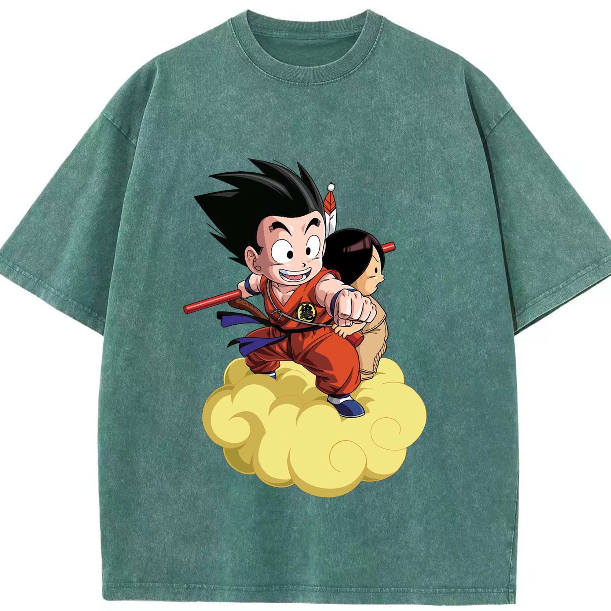 （画像用） ドラゴンボール 孫悟空（そん ごくう）Son Goku カカロット DRAGON BALL Kakarotto 綿100% ヴィンテージ風 半袖Tシャツ（フロントプリント）